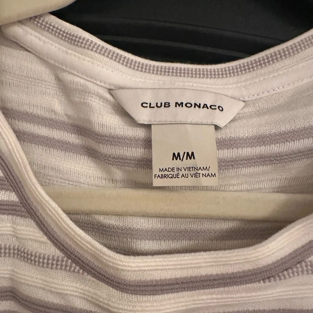 Club Monaco Gray and White Striped Top - Picture 2 of 3